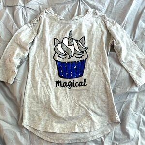 Girls flip sequin unicorn cupcake shirt